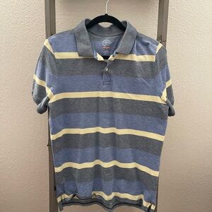 St. John's Bay Blue and Yellow Striped Polo Shirt